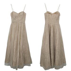 Champagne Corset Spaghetti Strap Gold Glitter Formal Gown Sz 4 Fairy Grunge Glam